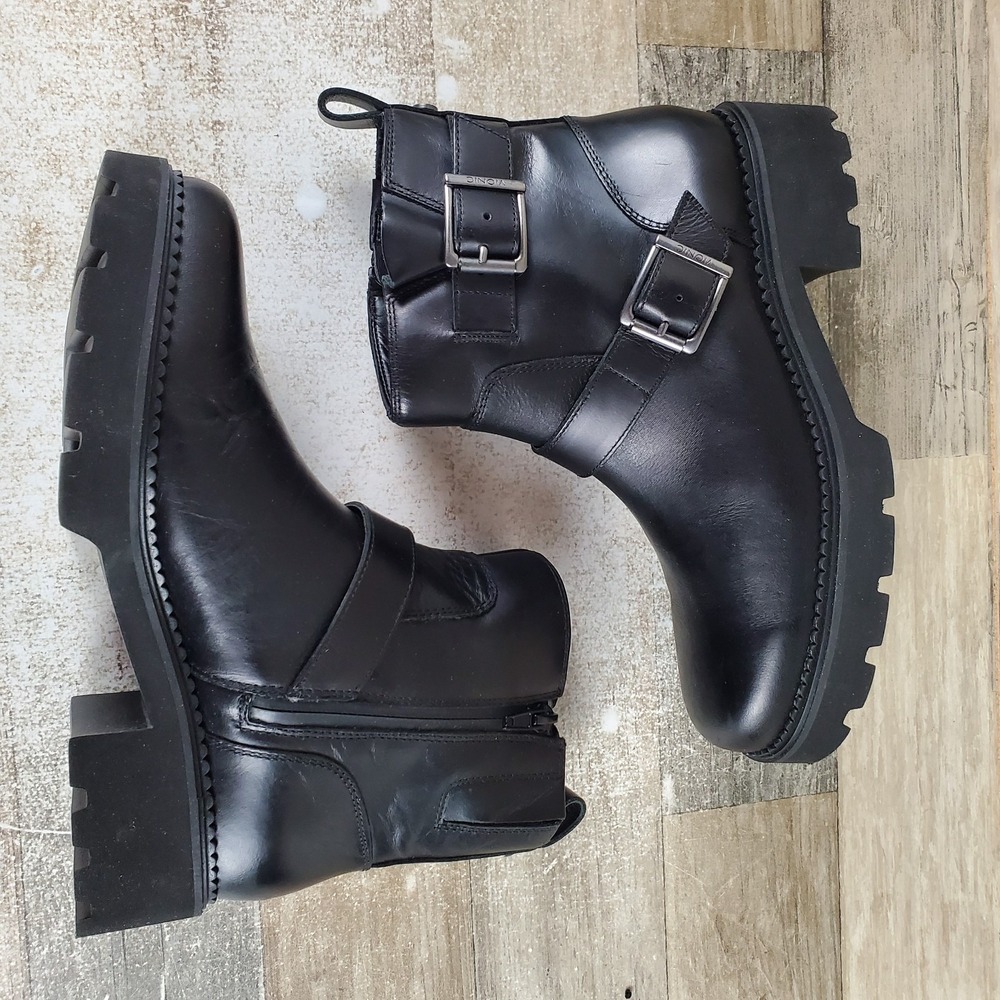 Vionic Folsom Womens Ankle Boot Sz 6.5 W Black Leather Buckle Side Zip Round Toe - Picture 7 of 10